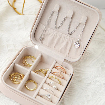Portable Mini Leather Jewelry Storage Box